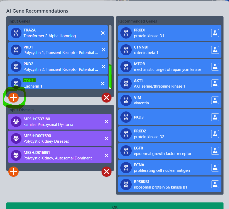 Ai gene list biorecommender